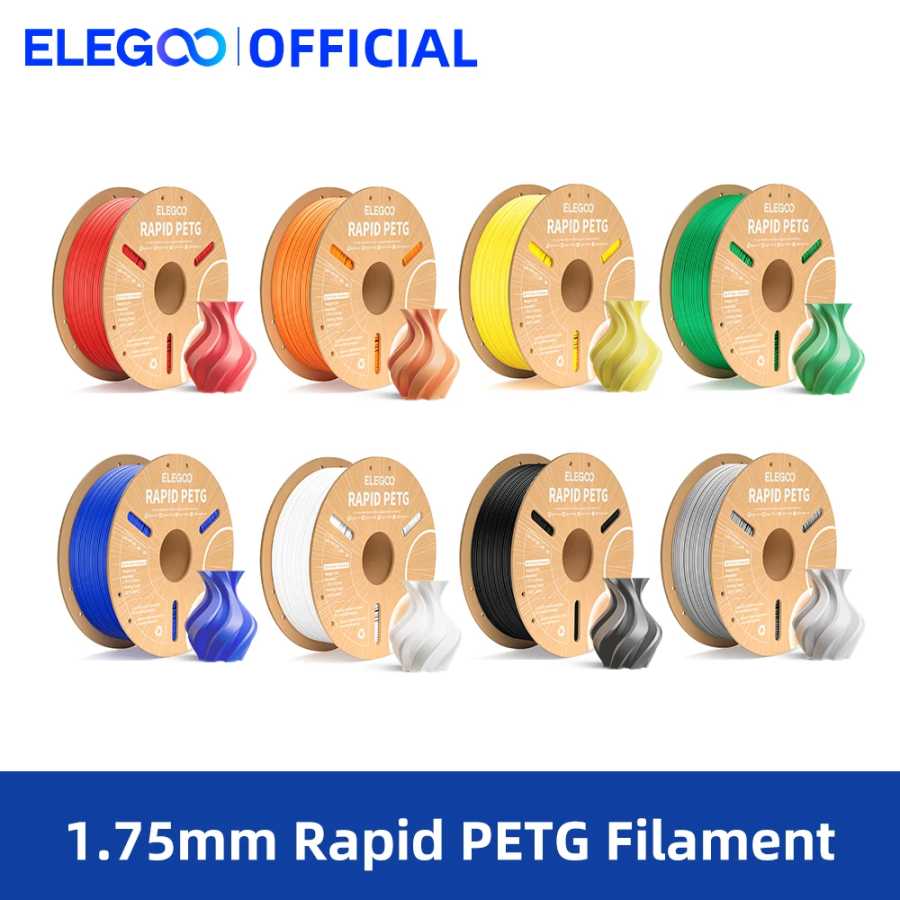 Филамент ELEGOO Rapid PETG 1.75 мм, 1 кг, высокоскоростной (30-600 мм/с), для 3D-принтеров FDM, совместим с большинством моделей 3D-печать