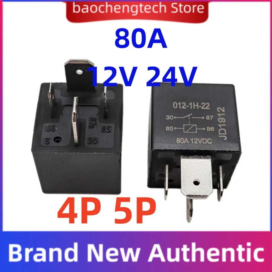 Автомобильное реле 80A 12V 24V с релейным гнездом 4-контактное 5-контактное ширококонтактное автомобильное реле высокого тока для модернизации автомобилей Электронные знаки