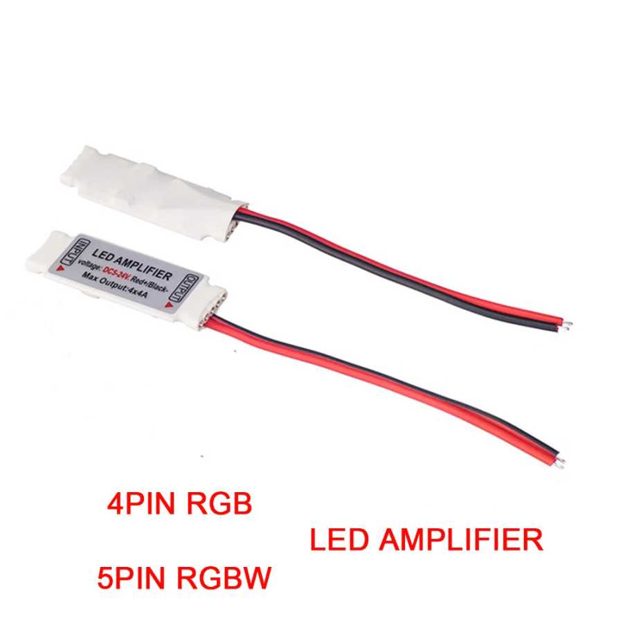 Мини-усилитель для светодиодов DC5-24V 5-контактный RGBW 12V RGB 4-контактный, усилитель сигнала LED с разъемом для модулей светодиодных лент 5050 2835 RGB RGBW Аксессуары для освещения