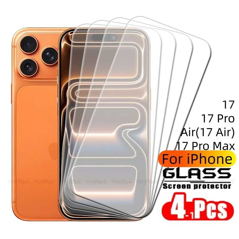 1/2/3/4 шт. для iPhone 17 Pro Max стекло iPhone 17 закаленное стекло прозрачное 9H защитная пленка для экрана iPhone 17 Air Защитная пленка для мобильного телефона