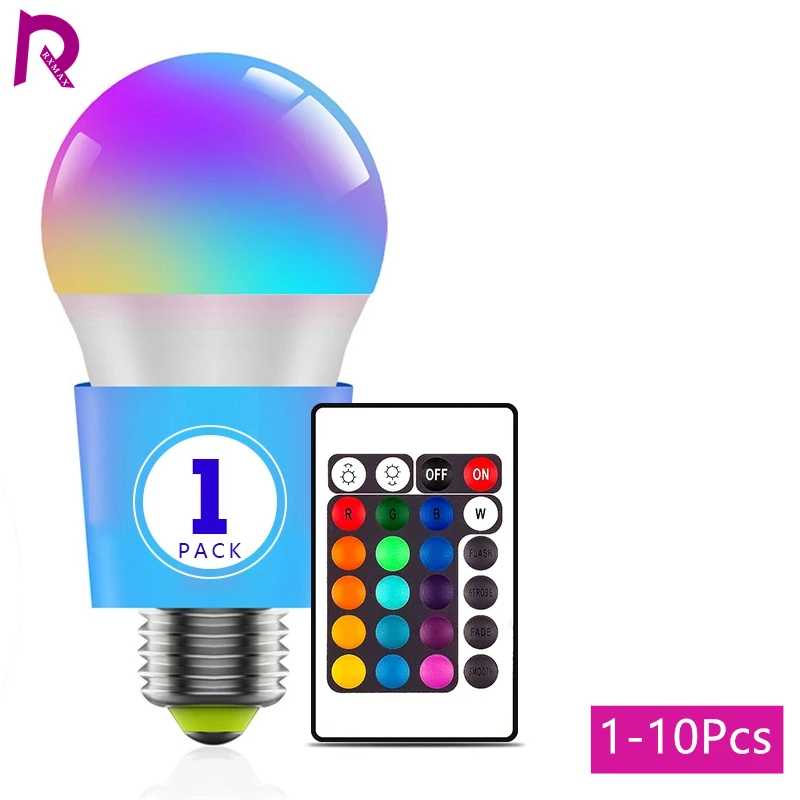 1-10 шт. светодиодных RGB-ламп с пультом дистанционного управления, многоцветные лампы AC220V E27, диммируемые, для гостиной, дома, освещение для дома. Лампочки и световые трубки