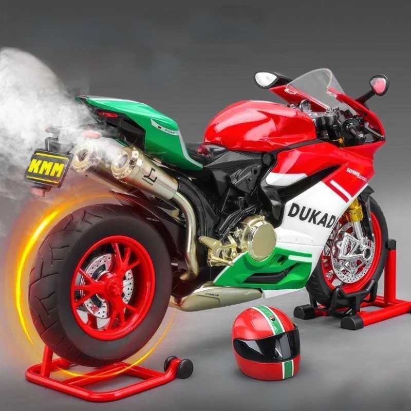 Ключевой запуск 1:9 1199 Panigale, модель спортивного мотоцикла из сплава, литая под давлением модель гоночного мотоцикла с распылителем, звуком, светом, детские игрушки Играйте в транспортные средства и модели
