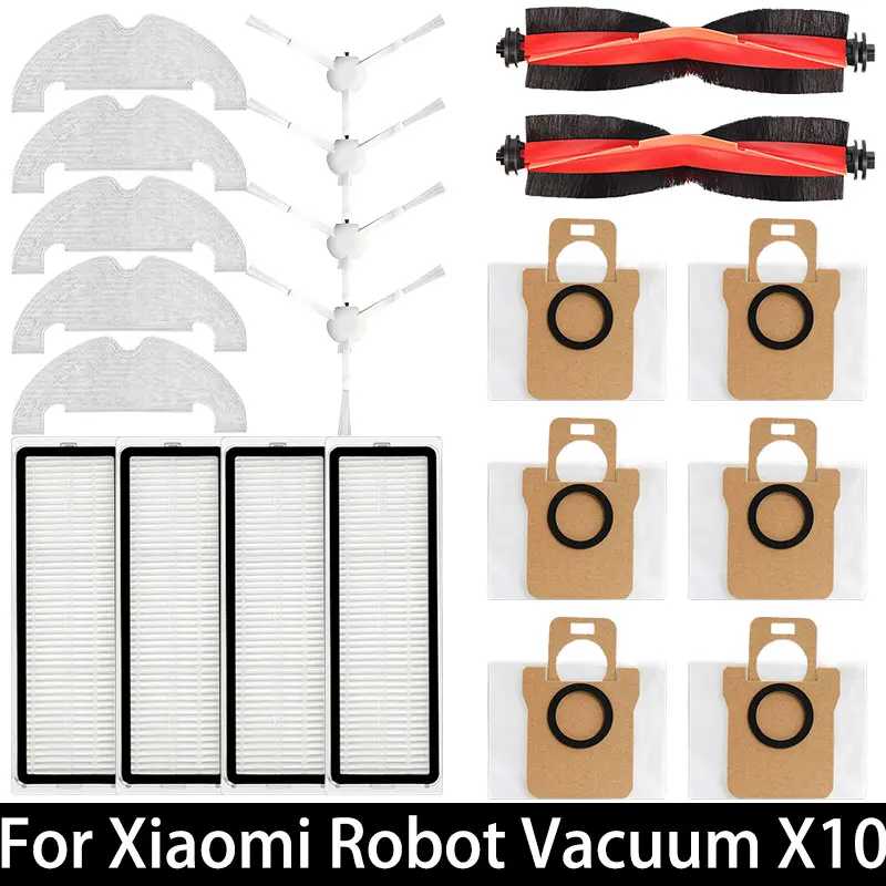 Для робота-пылесоса Xiaomi X10, запасные части для робота-пылесоса, основная боковая щетка, фильтр Hepa, швабра, тканевый мешок для пыли, аксессуары Запчасти для бытовой техники