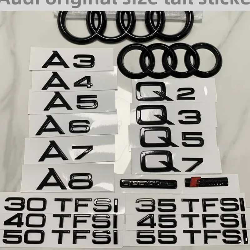 Наклейка с эмблемой заднего багажника автомобиля для Audi A3 A4 A5 A6 A7 A8 Q3 Q5 Q7 оригинальный размер Quarrto Sline эмблема ABS черный ремонт аксессуары Аксессуары для салона