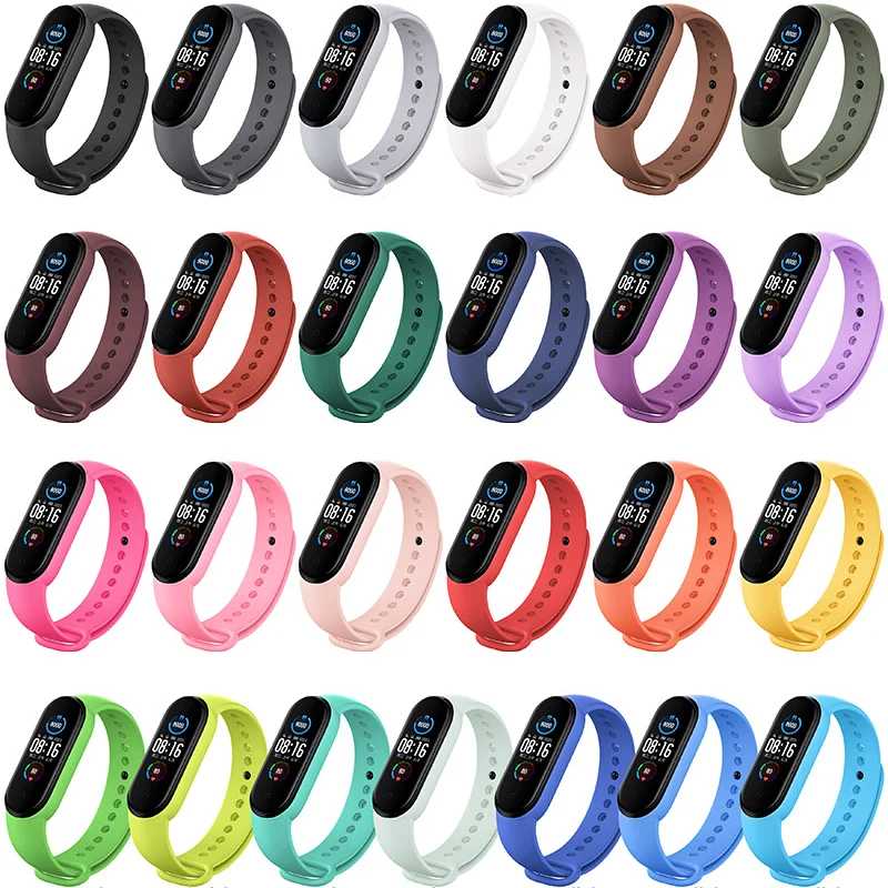 Ремешок для Mi Band 7, 6, 5, 4, 3, браслет Xiaomi Mi Band 5, 4, силиконовый спортивный ремешок для часов 7 6 3, сменный браслет Аксессуары для часов