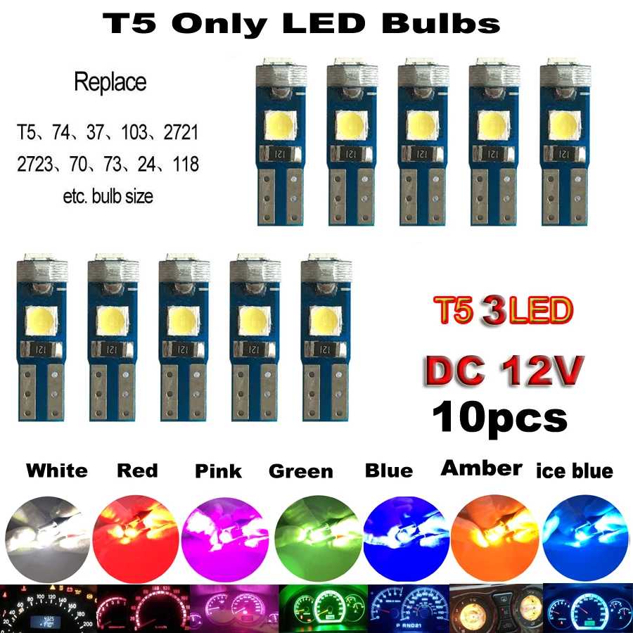 Фотография №5 товара 10 шт. Новые светодиодные лампы T5 W3W W1.2W Canbus PC74