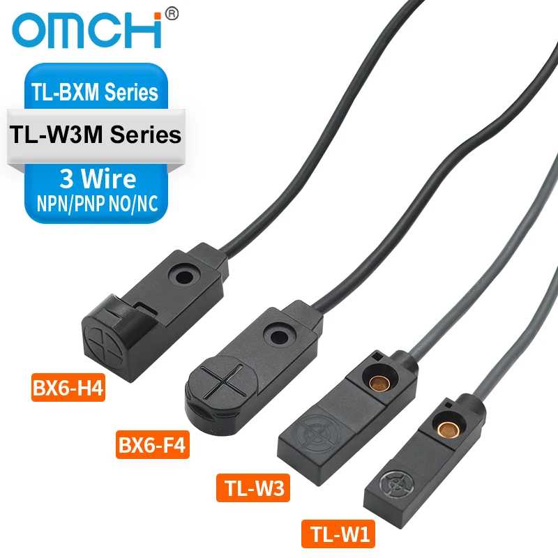Серия OMCH TL-W3 3 мм 4 мм без смыва NPN/PNP для обнаружения металла Маленький квадратный переключатель 3-проводной индуктивный датчик приближения постоянного тока Управление промышленной автоматизацией и аксессуары