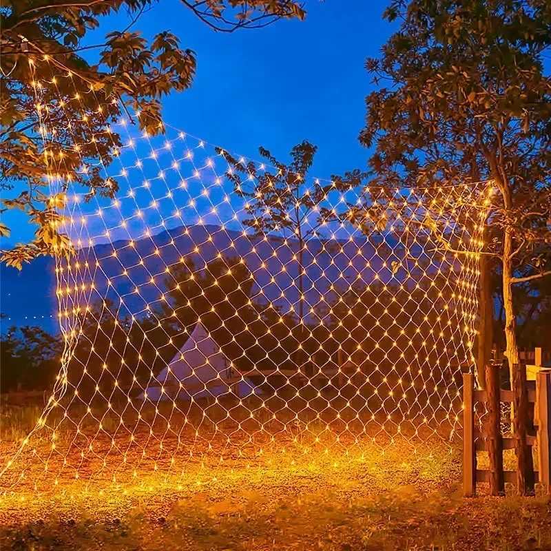 Фотография №3 товара 6x4M 3x3M светодиодный сетчатый светильник, рождественский светильник для оконных занавесок,