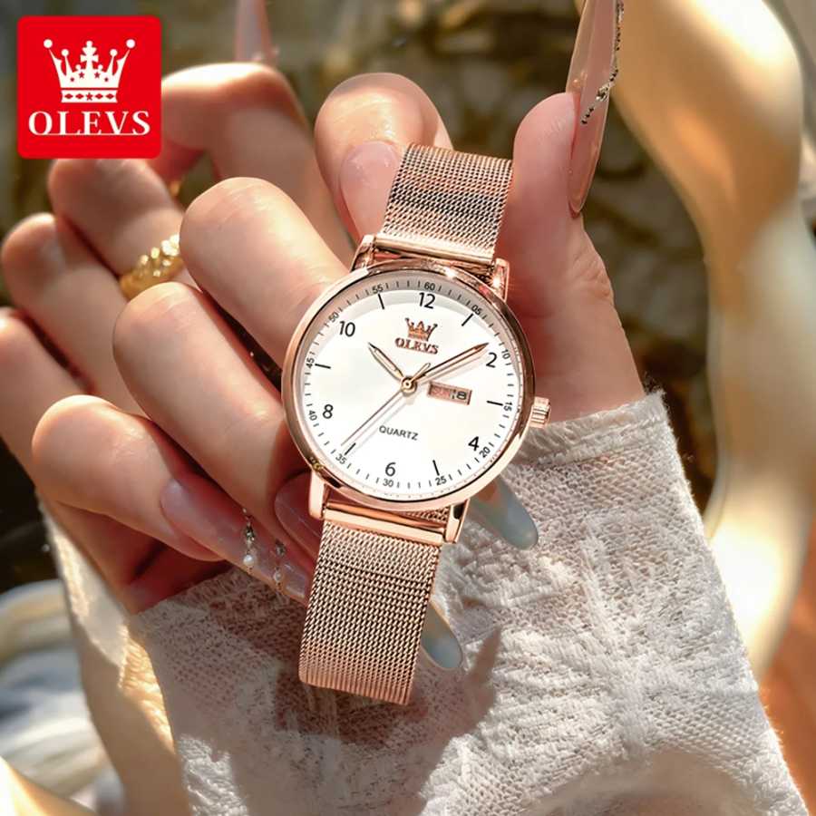 Фотография №1 товара Женские элегантные часы OLEVS, оригинальные тонкие кварцевые часы, водонепроницаемые часы