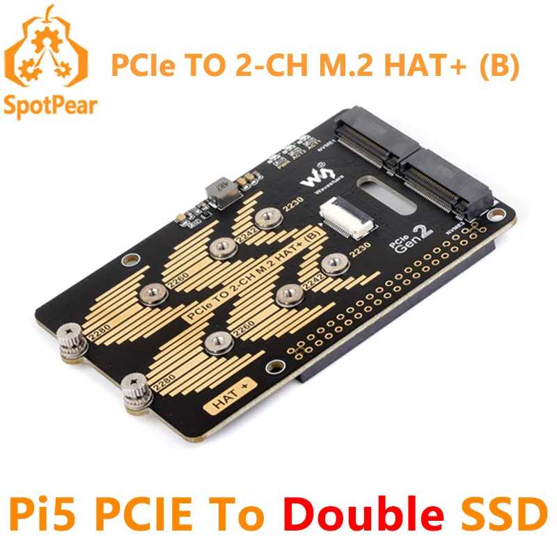Материнская плата Raspberry Pi 5 PCIe на 2CH M.2 NVMe SSD Компьютерные комплектующие