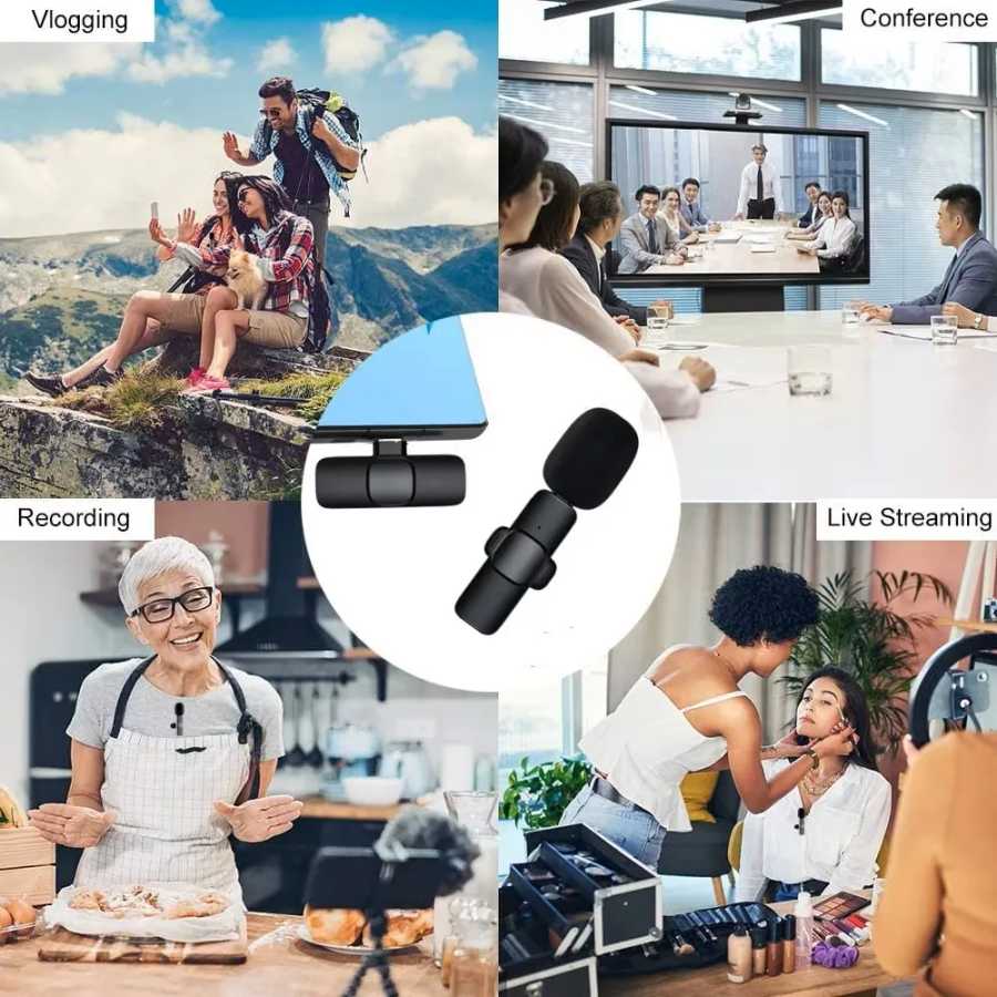 Фотография №4 товара Беспроводной петличный микрофон Lenovo: миниатюрный портативный аудио-видеорекордер для iPhone, Android,