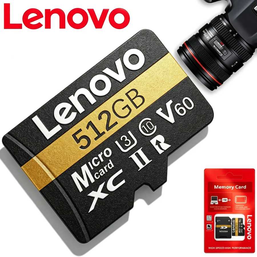 Высокоскоростная карта памяти Lenovo Micro SD 64GB/128GB/512GB Class 10 U3 V30 с адаптером для дрона DJI Mavic, запись видео 4K Видеоигры и аксессуары