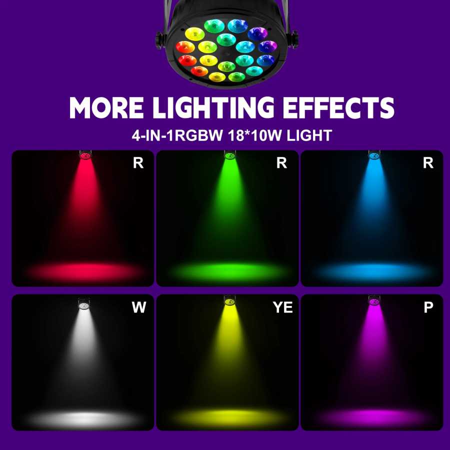 Фотография №5 товара Комплект из 4 светодиодных прожекторов LED Par 18x12W RGBW 4-в-1,
