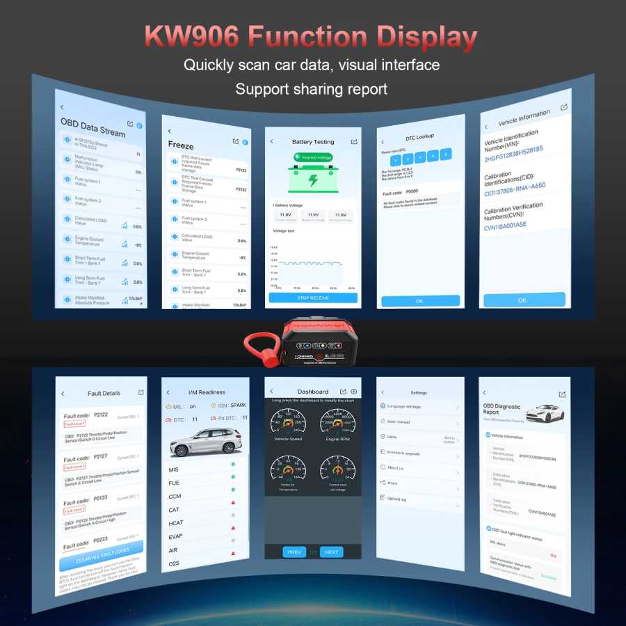 Фотография №3 товара 2026 KONNWEI KW906 OBD2 диагностический инструмент системы двигателя автомобиля сканеры