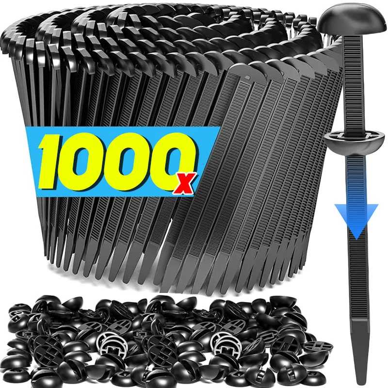 1000-100 компл. самоблокирующиеся нейлоновые универсальные кабельные стяжки с пряжкой, сверхмощные стяжки на молнии с булавкой и кнопкой, автомобильный ремень для ежедневного ремонта, крепежный ремень Аксессуары для салона