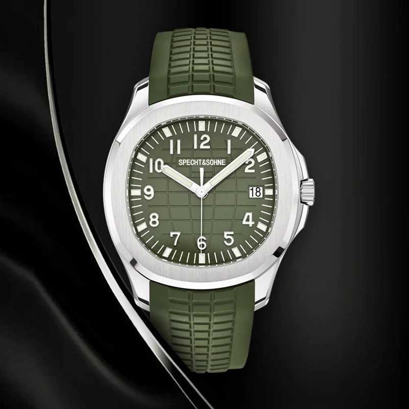Specht & Sohne 2025 новые роскошные мужские механические наручные часы Miyota 8215, часы из нержавеющей стали, зеленый резиновый сапфир, Reloj Hombre 