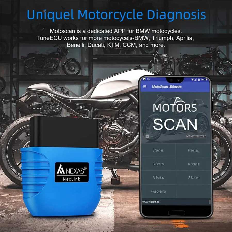 Фотография №2 товара Диагностический сканер NEXAS для мотоциклов, Bluetooth 5,0, OBD2, устройство считывания