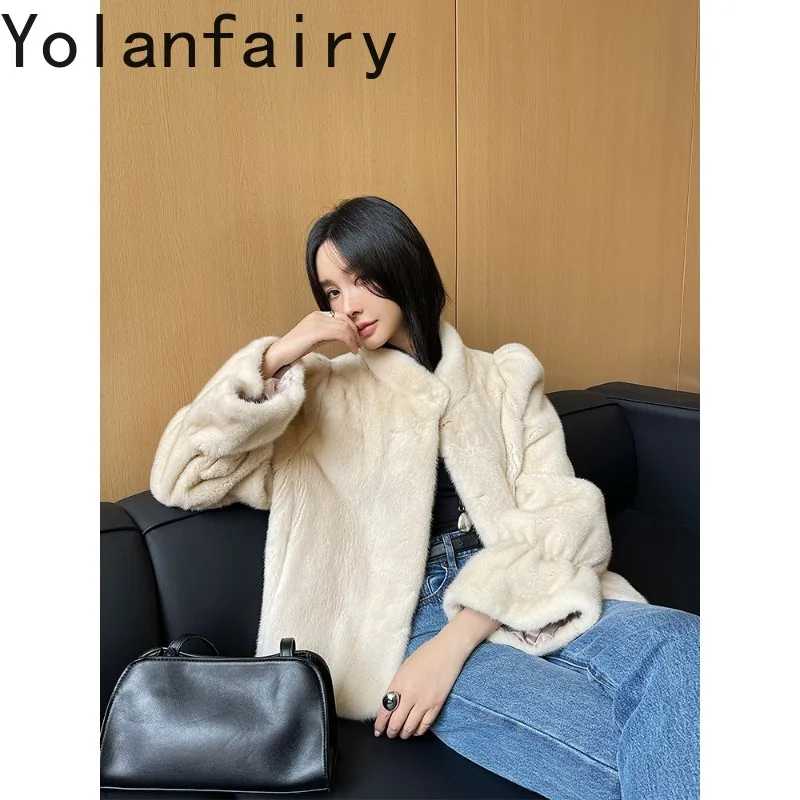 Фотография №3 товара YOLANFAIRY Новая зимняя женская шуба из натурального меха норки с