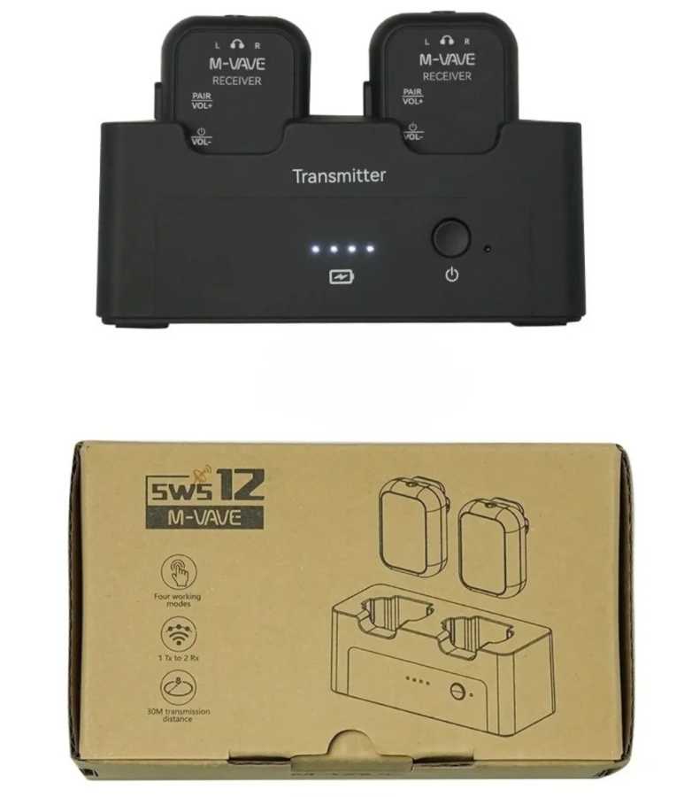 Фотография №5 товара M-VAVE WP-12 2,4G беспроводные наушники монитор аудиосистема передача стерео моно