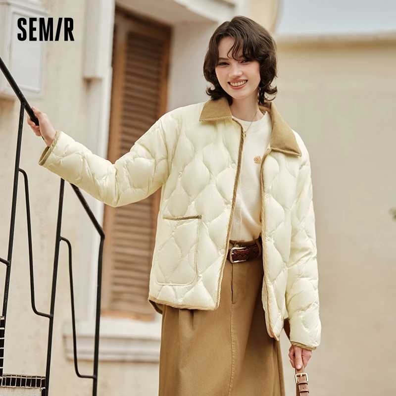 Женская пуховая куртка Semir средней длины с вельветовым воротником, новая коллекция Зима 2026, легкая, винтажная, женская пуховая куртка Пуховики