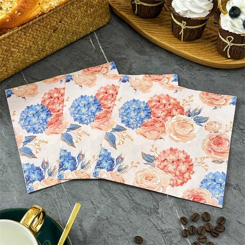 Фотография №3 товара 10/20pcs 33cm 2Layer Hydrangea Colorful Napkins Party Wedding Wine Glass