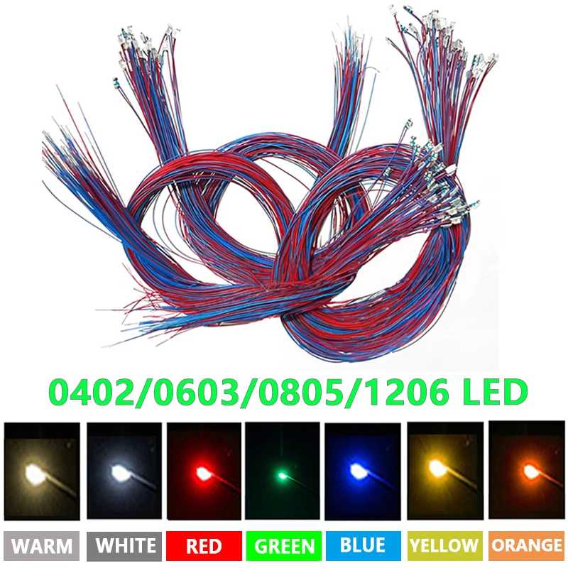 10 шт. 0402 0603 0805 1206 SMD светодиодная лампа DIY железнодорожная модель наборы игрушечный светильник 3 В 30 см излучающий диод Wram Белый Красный Зеленый Синий Желтый Конструкторы