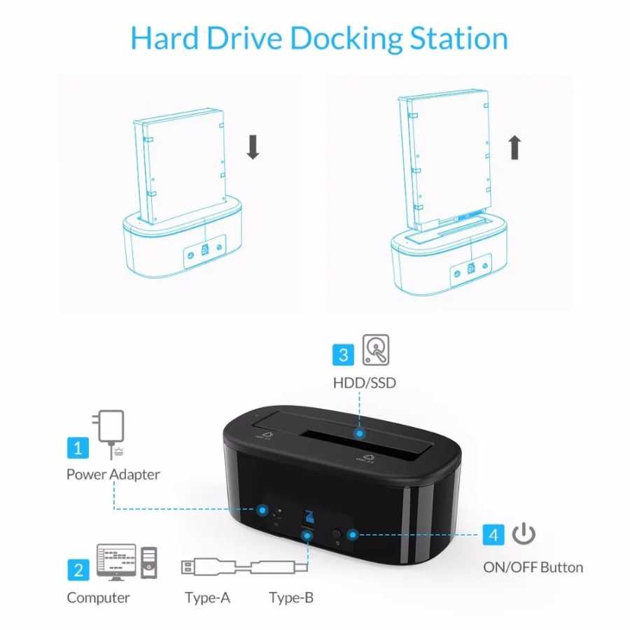 Фотография №2 товара Док-станция ORICO для жестких дисков 3,0/2,5 дюйма, USB 3,5 на