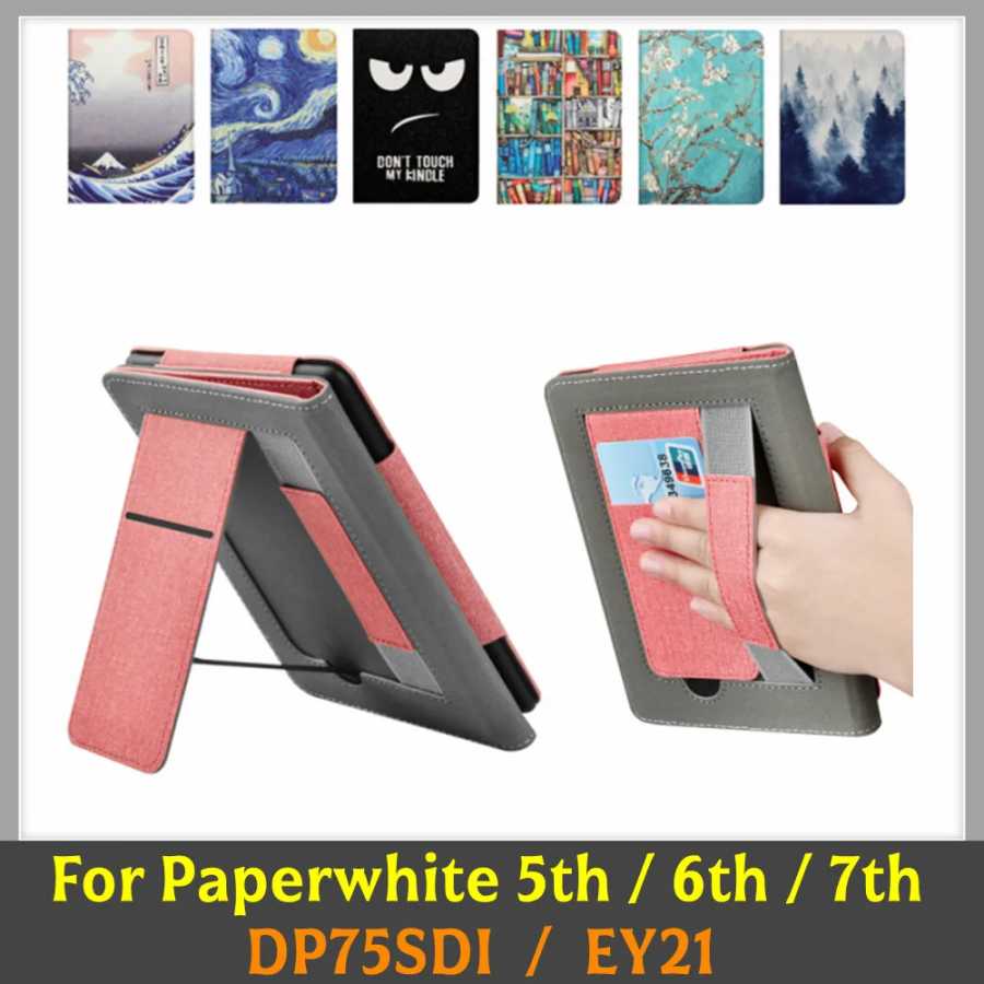 Чехол-подставка из искусственной кожи для Kindle Paperwhite 7-го 6-го 5-го поколения 6-дюймовый чехол с ремешком на руку DP75SDI EY21 KPW321 Обложка для электронной книги Аксессуары и запчасти для планшетов