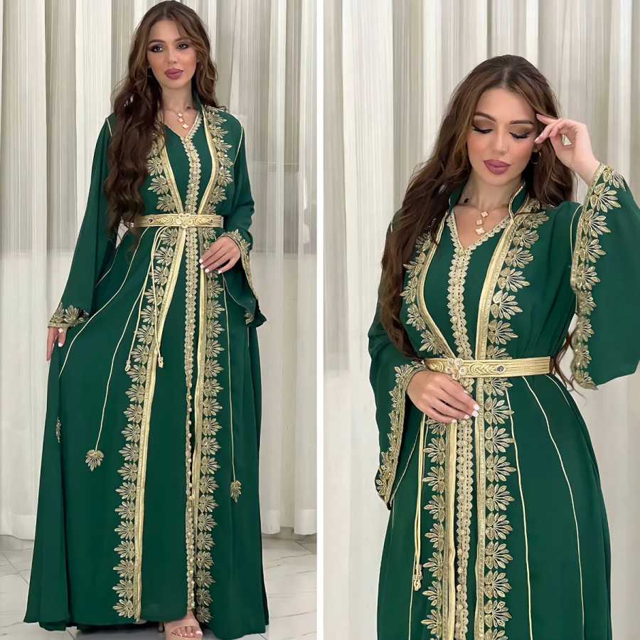 Фотография №3 товара Eid, мусульманские женщины, искусственные платья с вышивкой, комплект из 2