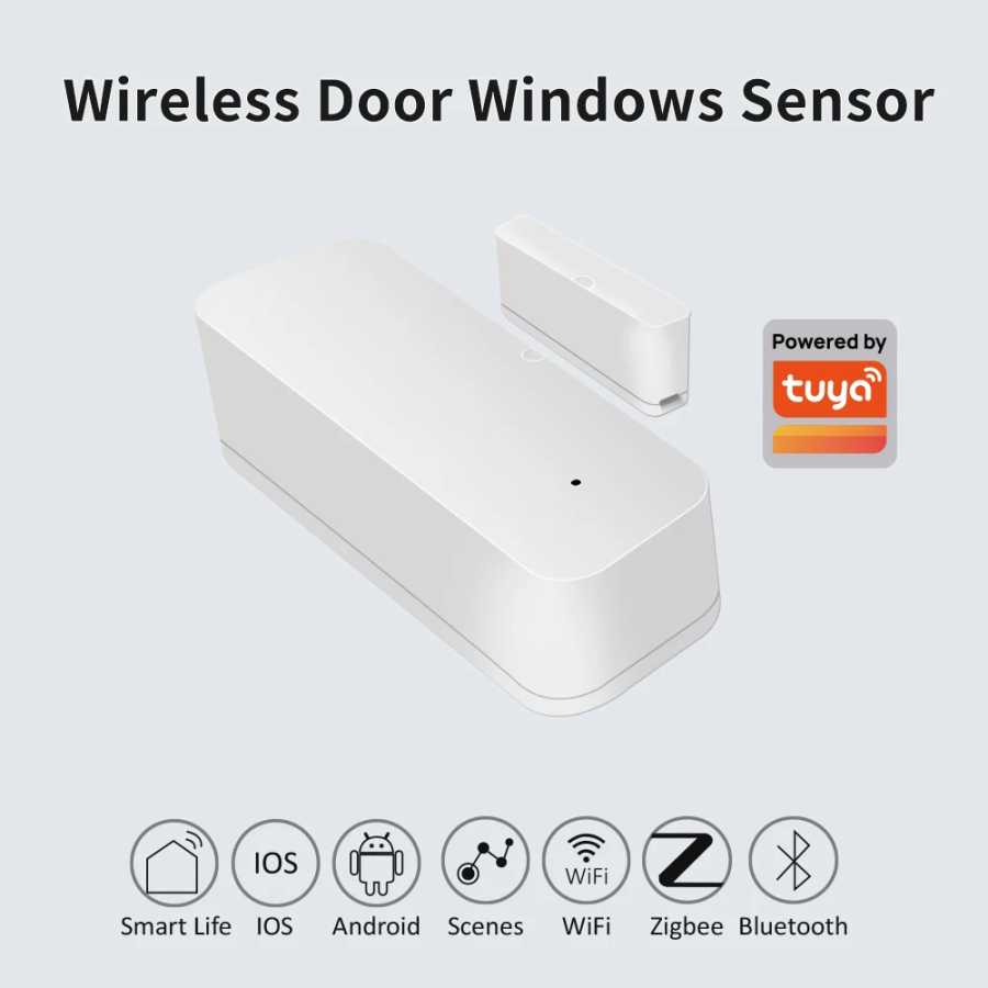 Датчик открытия/закрытия двери Tuya Zigbee, контактный датчик, детектор открытия/закрытия, умная сигнализация для дома, защита и безопасность, совместим с Smart Life Доступ к автоматизации здания