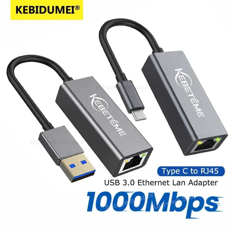 Сетевая карта USB 3.0 RJ45, 1000 Мбит/с, Ethernet-адаптер USB типа C для MacBook PC, Windows XP 7 8 10 Android, USB Lan, интернет-кабель Сетевое оборудование