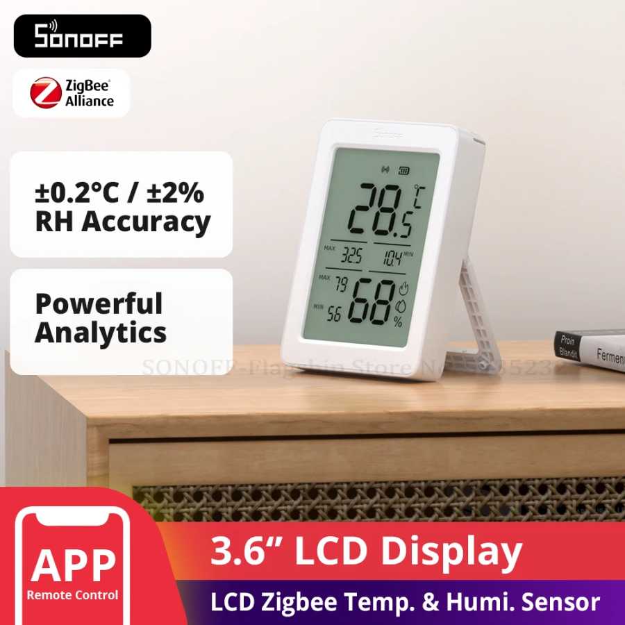 SONOFF SNZB-02DR2 AirGuard TH 3,6-дюймовый ЖК-дисплей Zigbee Датчик температуры и влажности Приложение для мониторинга Работа с Apple Home через Bridge Matter Умная электроника