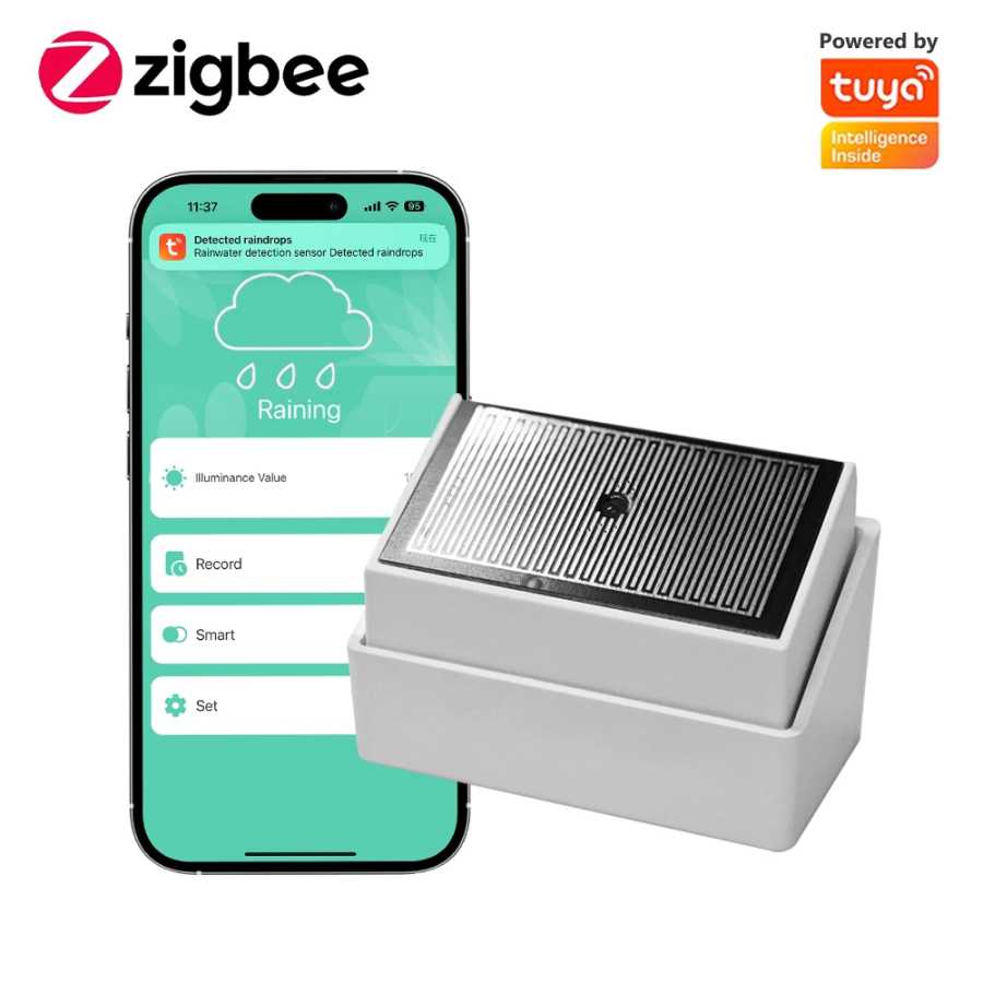 2 in 1 Tuya Zigbee Raindrop Sensor Brightness Light Detector Outdoor Rainfall Data Collection Detector For Home Automation Доступ к автоматизации здания