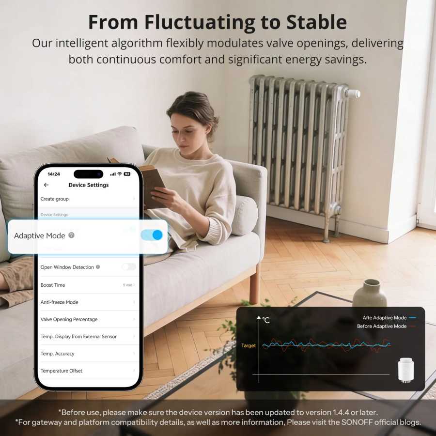 Фотография №1 товара SONOFF TRVZB термостатический клапан радиатора Smart TRV Zigbee термостат привод