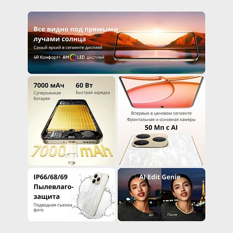Фотография №1 товара Смартфон realme 15T 5G Аккумулятор 7000 мАч Зарядка 60 Вт