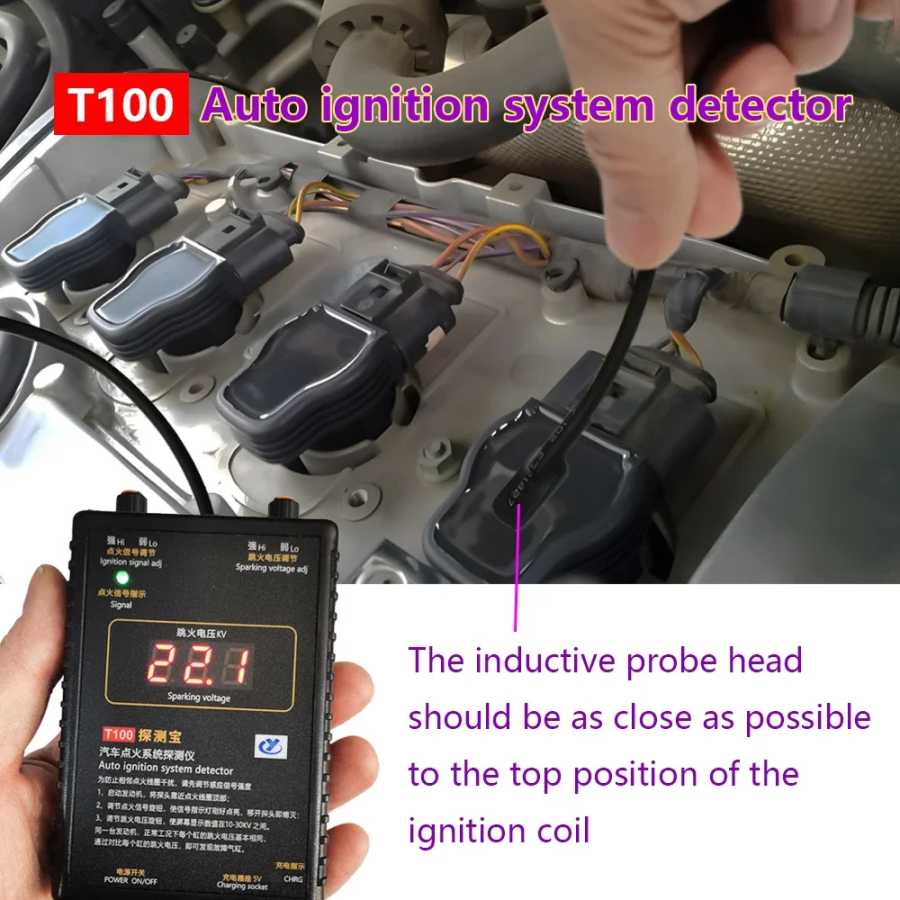 Детектор автоматической системы зажигания T100 для системы зажигания 12 В 24 В для проверки сигнала зажигания и искрового напряжения Инструменты для обслуживания автомобилей