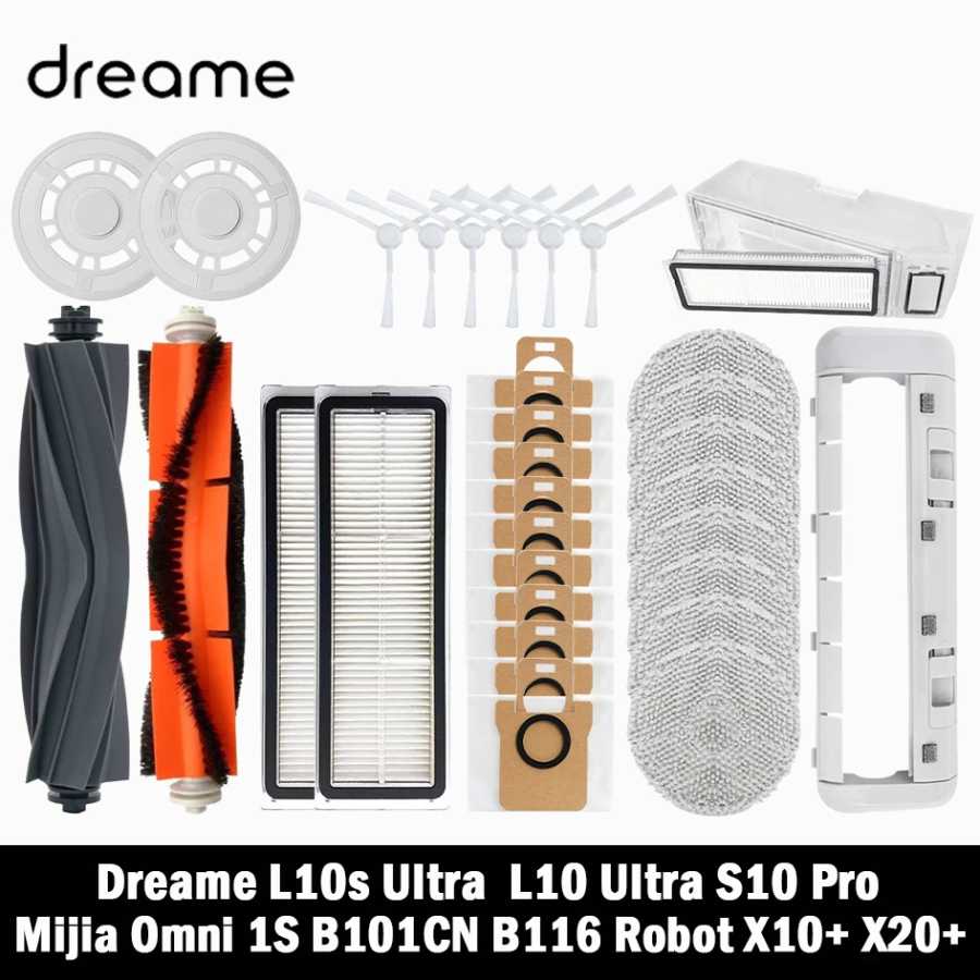 Dreame L10s Ultra / L10S Pro для XIAOMI Mijia Omni 1S B101CN B116 X10+ X20+ Запасные части для робота-пылесоса Основная боковая щетка Hepa-фильтр Запчасти для бытовой техники