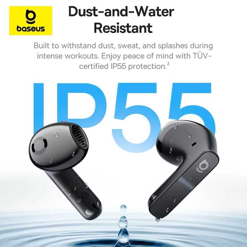 Фотография №5 товара Baseus Bass BS1 NC Полуоткрытые беспроводные наушники Bluetooth 6.0 Адаптивные