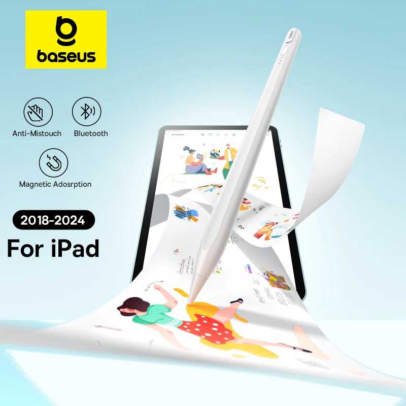 Bluetooth-стилус Baseus 3-го поколения для Apple Pencil Palm Rejection, совместимый с iPad pro Mini Air 2024 2022-2018 для Apple Pen Аксессуары и запчасти для планшетов