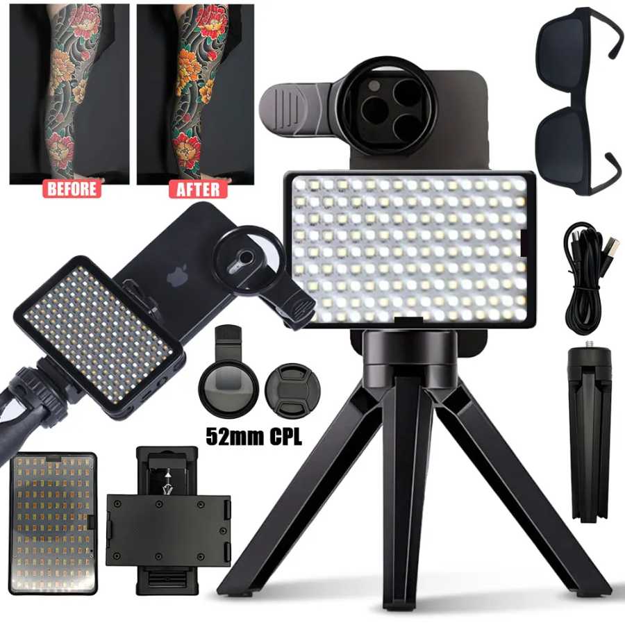 Светоотражающий фильтр для тату-фотосъемки с CPL 52 мм для объектива смартфона, уменьшающий блики Татуировки и боди-арт