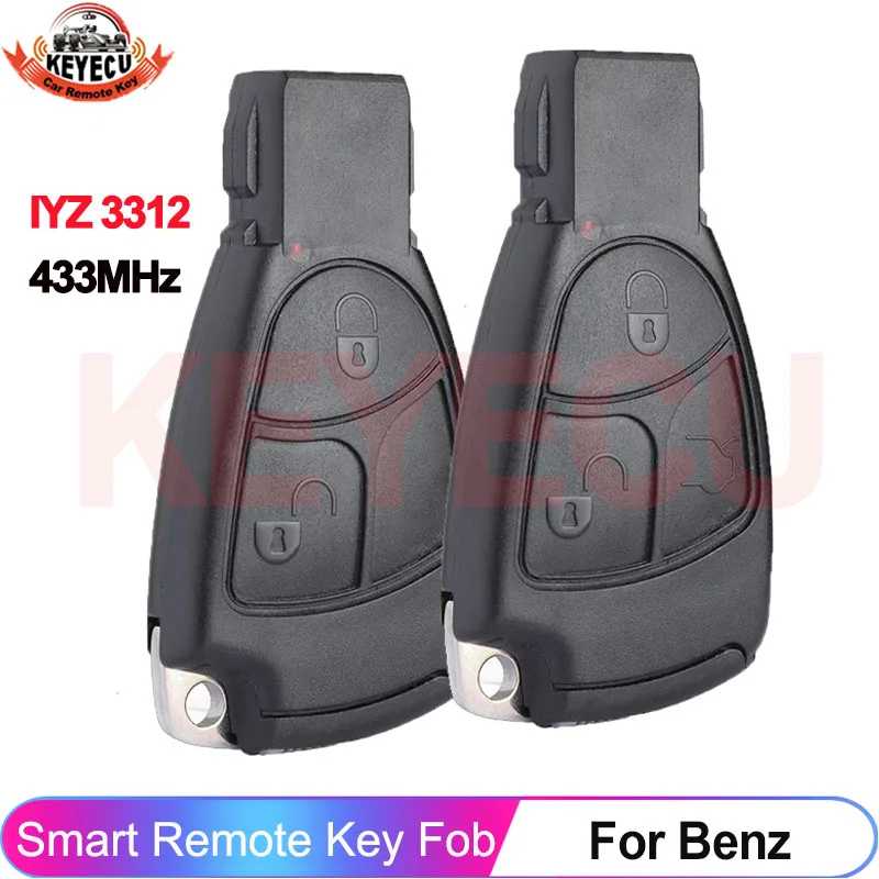 Умный автомобильный ключ-пульт KEYECU FCC ID: IYZ 3312 с чипом NEC 433 МГц для Mercedes Benz W169 W202 W203 W208 W210 W245, 2/3 кнопки Стартеры