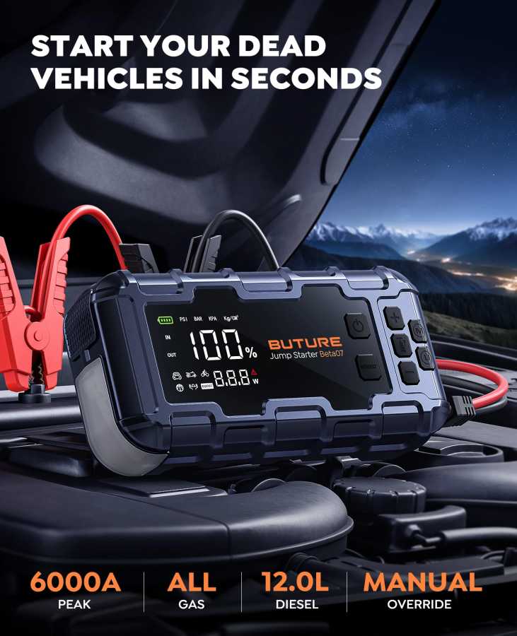 Фотография №1 товара BUTURE 6000A Автомобильное пусковое устройство PD45W Power Bank 26800 мАч