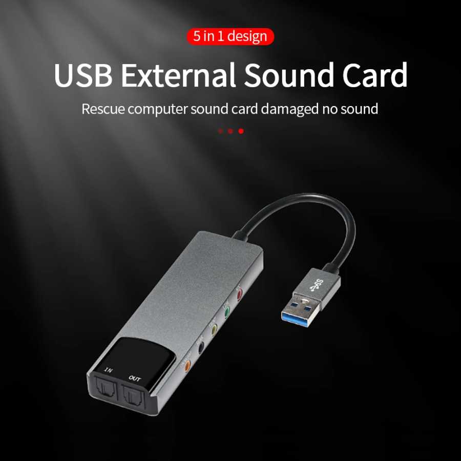 Фотография №1 товара 6-в-1 USB внешняя оптическая звуковая карта Многофункциональный аудиоконвертер адаптер для