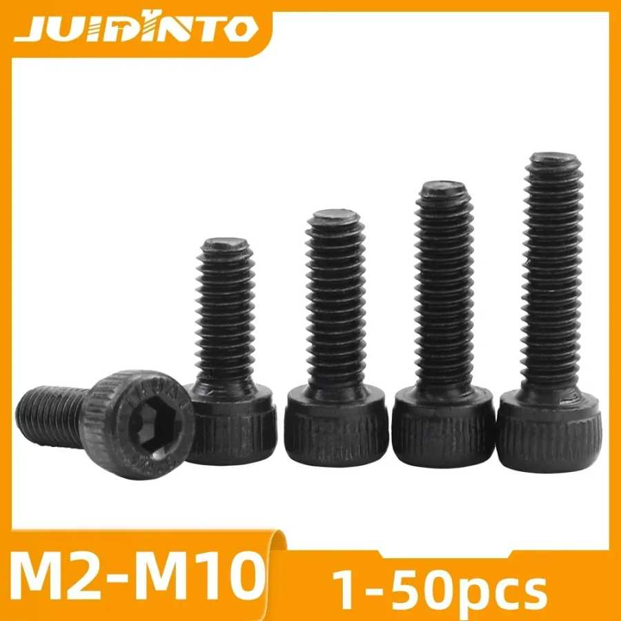 JUIDINTO 1-50 шт. Винт с шестигранной головкой под торцевой ключ 12,9 Винт с шестигранной головкой из углеродистой стали M2 M2.5 M3 M4 M5 M6 M8 M10 Болт с шестигранной головкой для MTB Крепеж и скобяные изделия