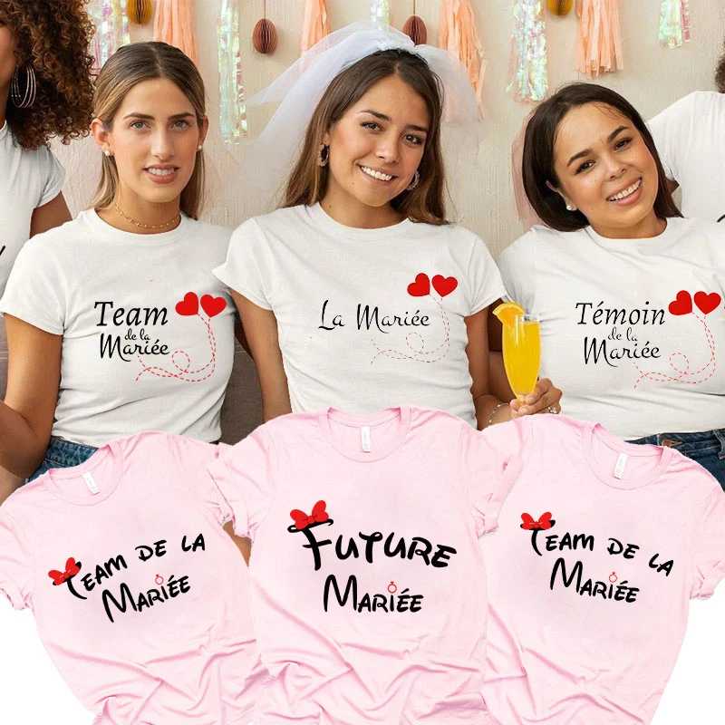 Футболка для девичника Evjf Future Team Bride, французские женские футболки с короткими рукавами, графические топы, свадебный душ, свадебная одежда Футболки и топы