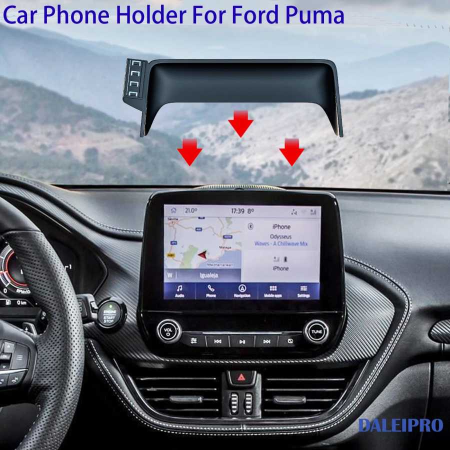 Автомобильный держатель телефона для Ford Puma, панель экрана, фиксированное основание, навигационный кронштейн, автомобильное крепление для телефона 15 Вт с беспроводной зарядкой, автомобильные аксессуары Аксессуары для салона