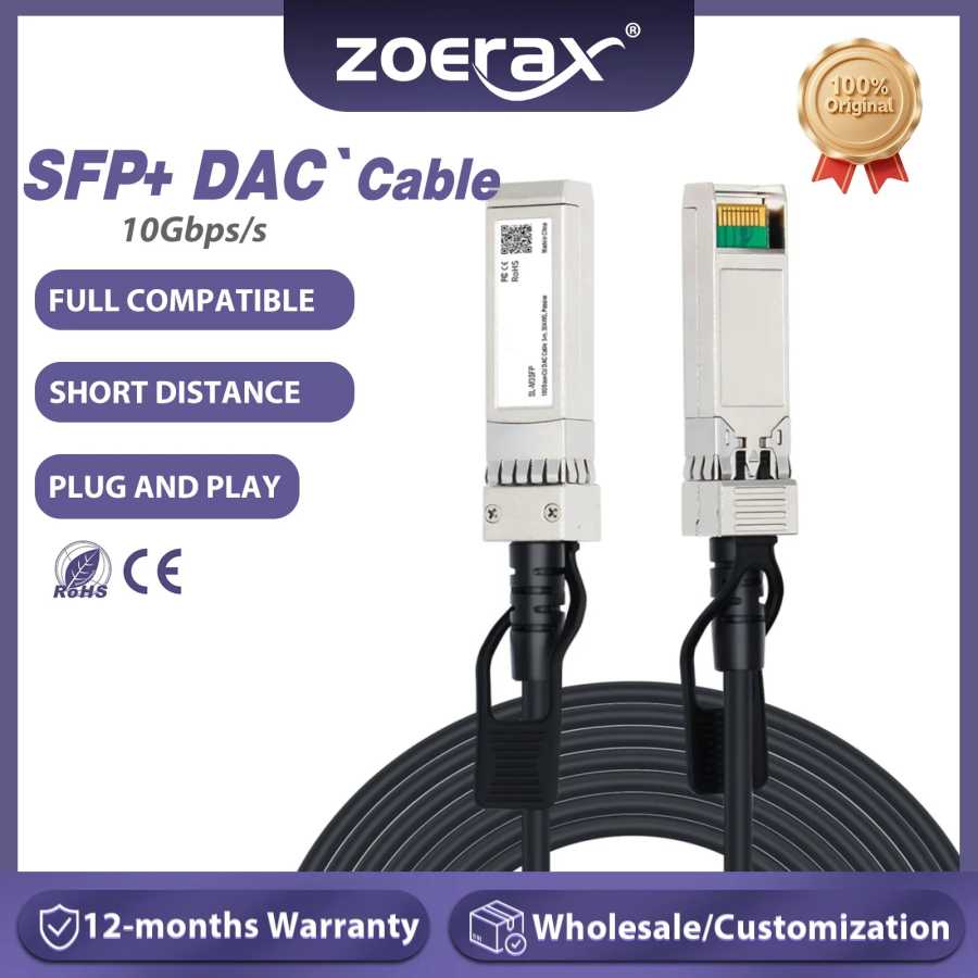 Кабель ZoeRax 10G SFP+ DAC, пассивный, медный, для прямого подключения, 0,5-7 м, совместим с коммутаторами Cisco/MikroTik/HP/Intel и т.д. Оборудование для связи