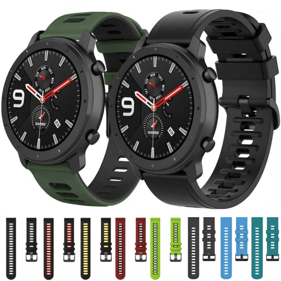Силиконовый ремешок 22 мм/20 мм для Amazfit GTR 47MM/2e/Stratos 3, GTR 4, 3pro, браслет для Amazfit GTS 4 Mini/Bip 6 Max/Balance 3, 2 ремешка 