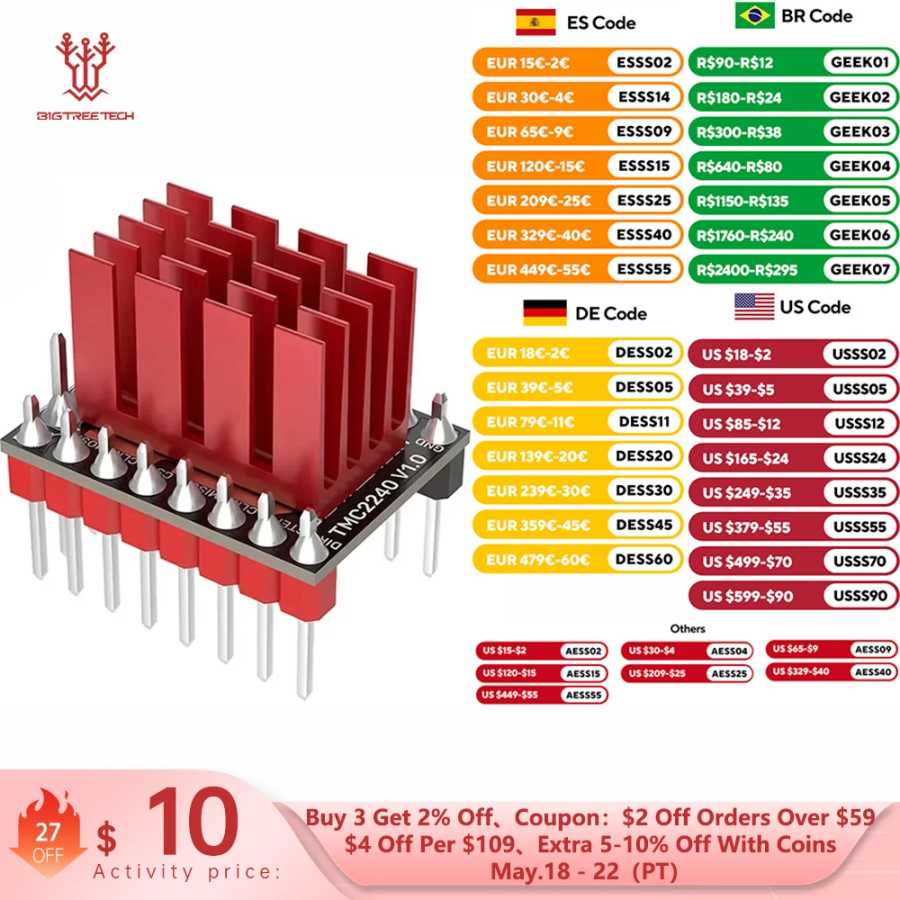 Драйвер шагового двигателя BIGTREETECH TMC2240 SPI/UART 36В, бесшумный, для 3D-принтеров, совместим с платами Octopus Pro, SKR V1.4 Turbo 3D-печать