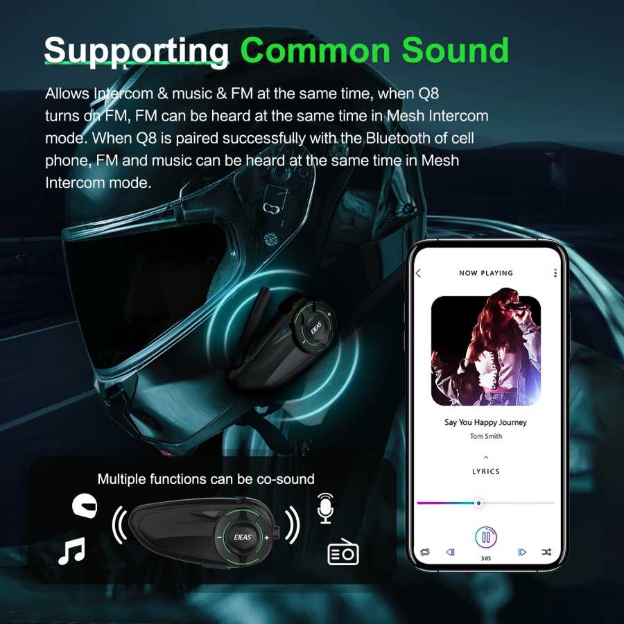 Фотография №5 товара EJEAS Q8 Мотоциклетный сетчатый домофон с EUC Remote Walkie Talkie